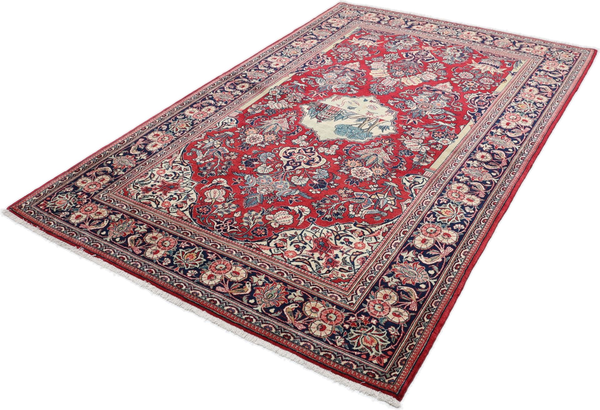 Antiker Kashan Perserteppich aus Iran, 135 × 205 cm