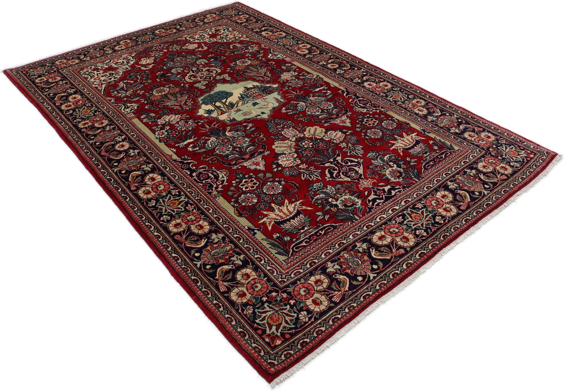 Antiker Kashan Perserteppich aus Iran, 135 × 205 cm