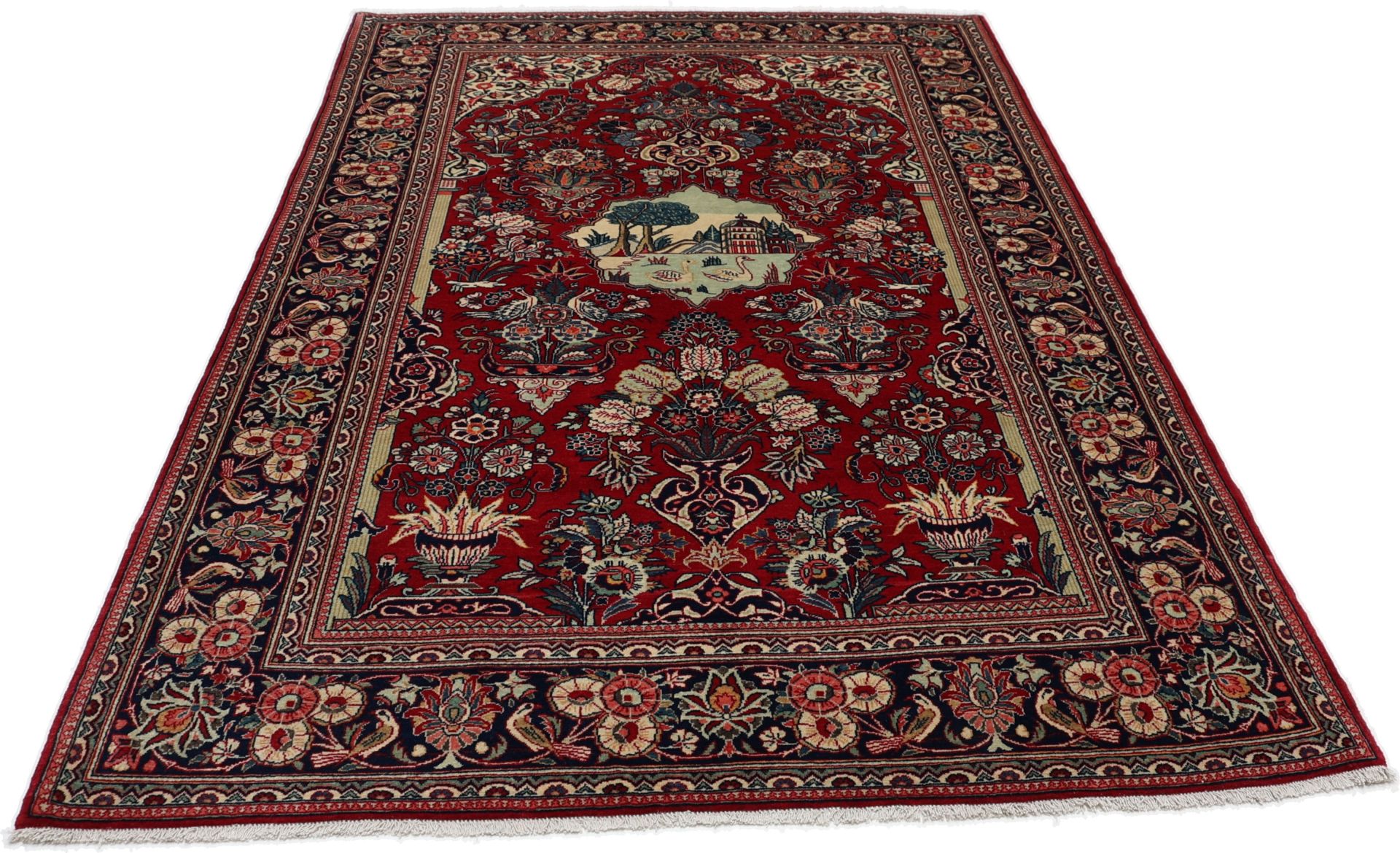 Antiker Kashan Perserteppich aus Iran, 135 × 205 cm