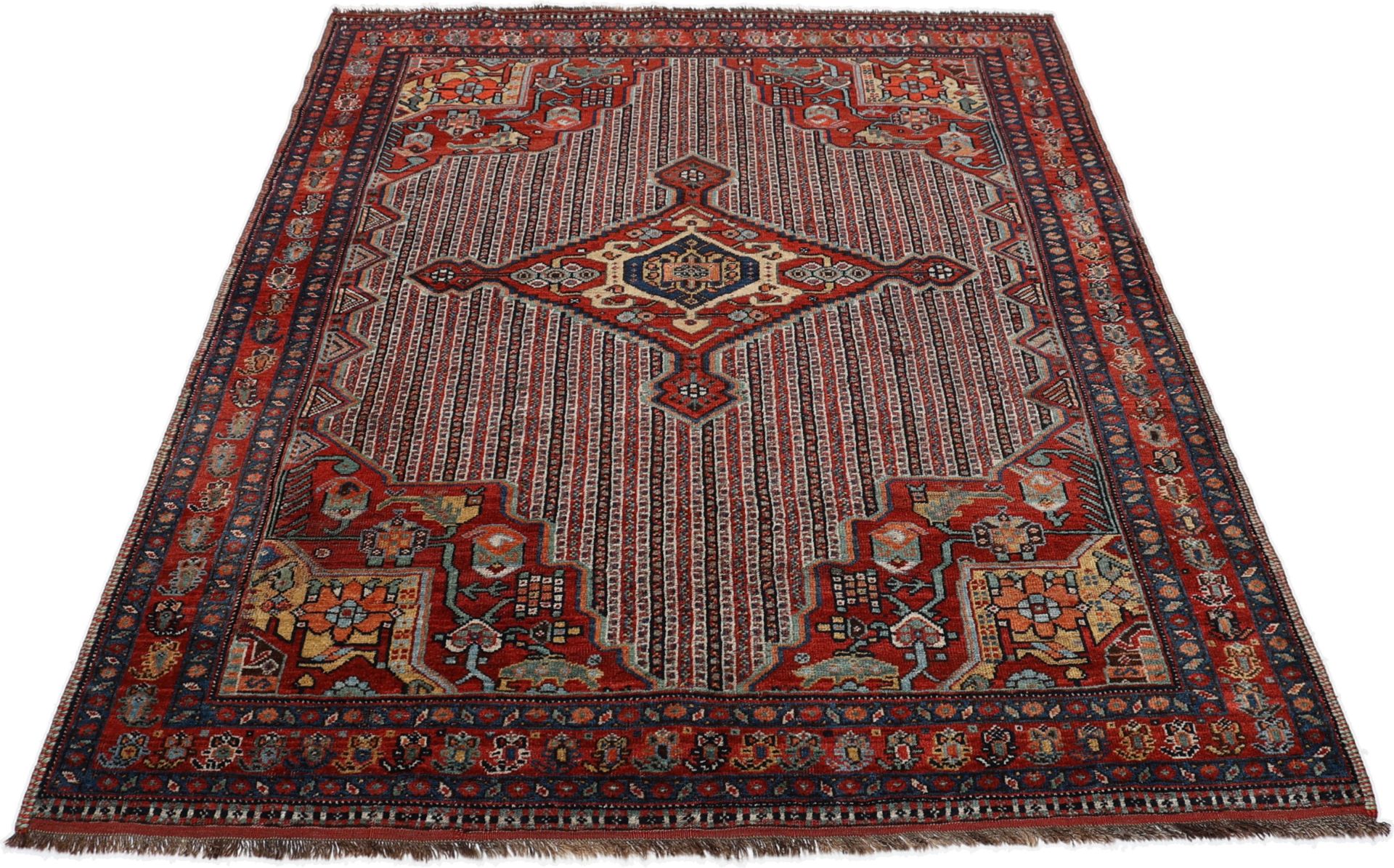 Antiker Qashqai Perserteppich, 132 × 180 cm, Wolle