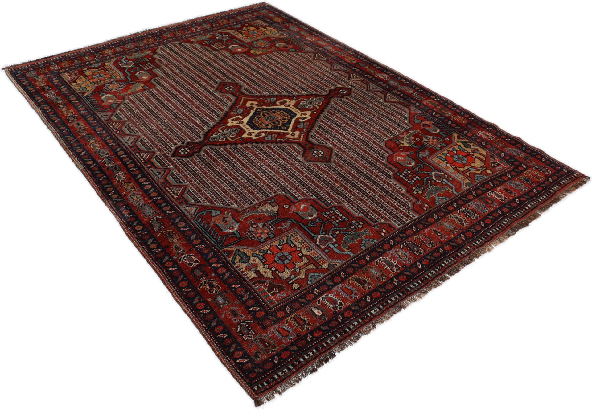 Antiker Qashqai Perserteppich, 132 × 180 cm, Wolle