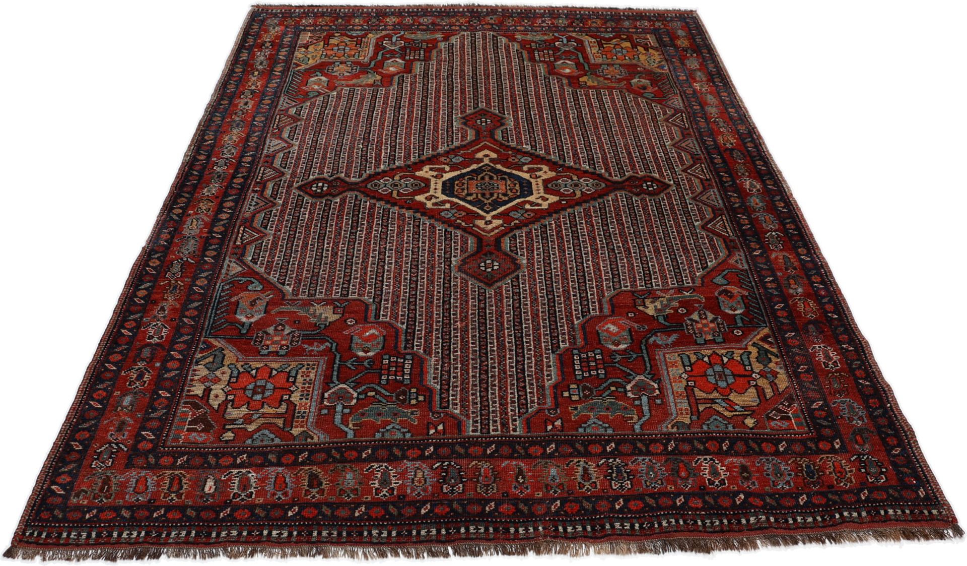 Antiker Qashqai Perserteppich, 132 × 180 cm, Wolle