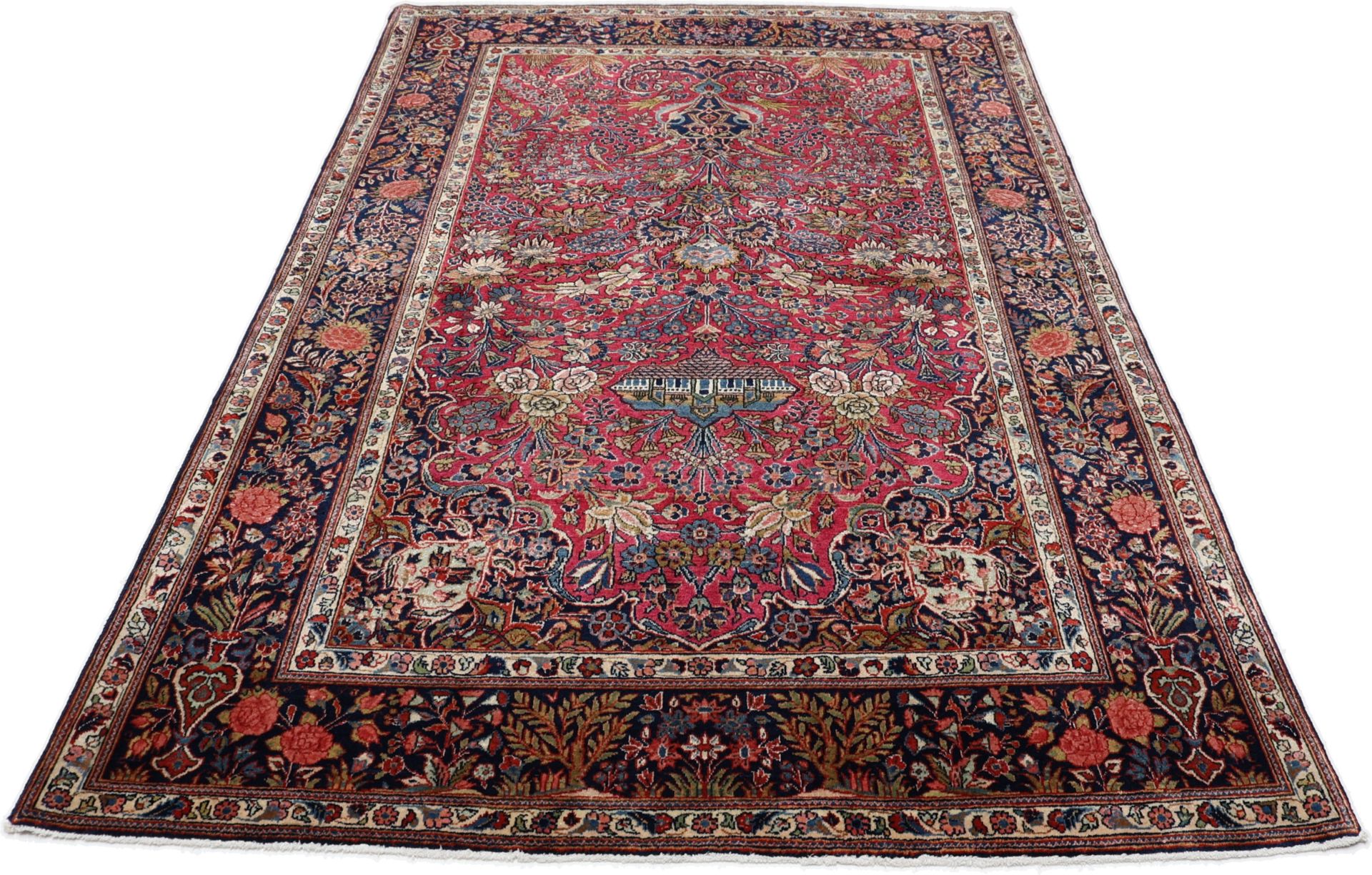 Kashan Perserteppich antik, 130 × 202 cm, Wolle