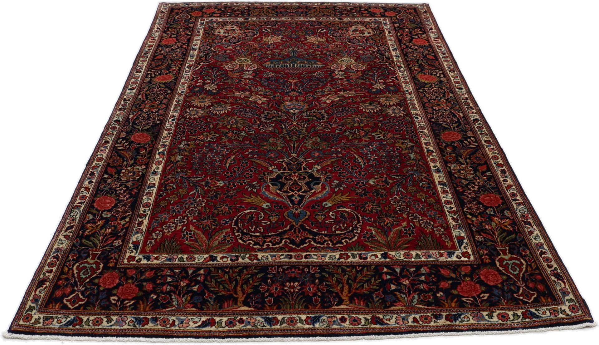 Kashan Perserteppich antik, 130 × 202 cm, Wolle