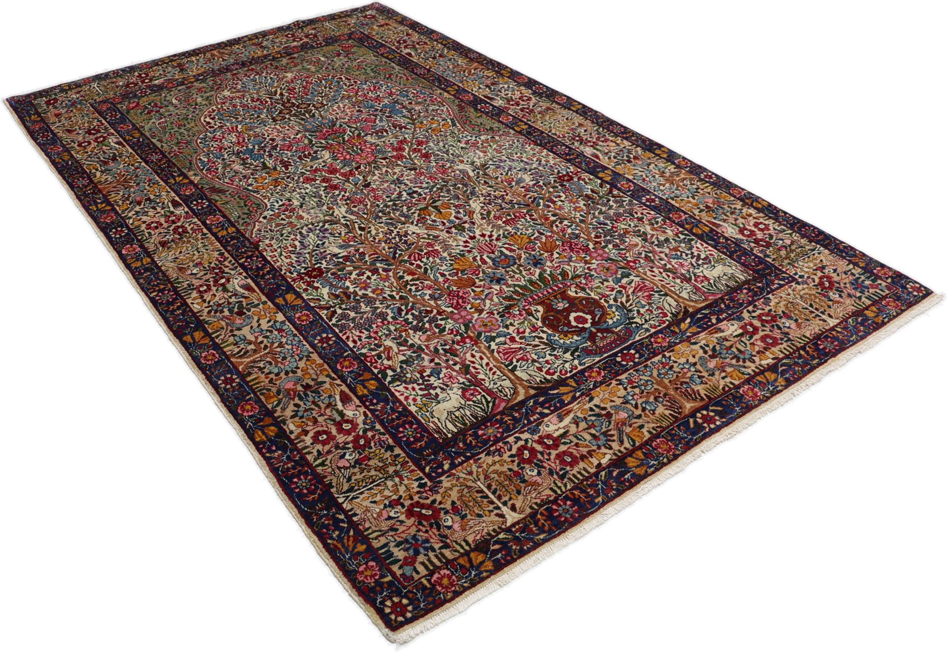 Antiker Kerman Perserteppich, 140 × 224 cm, Wolle