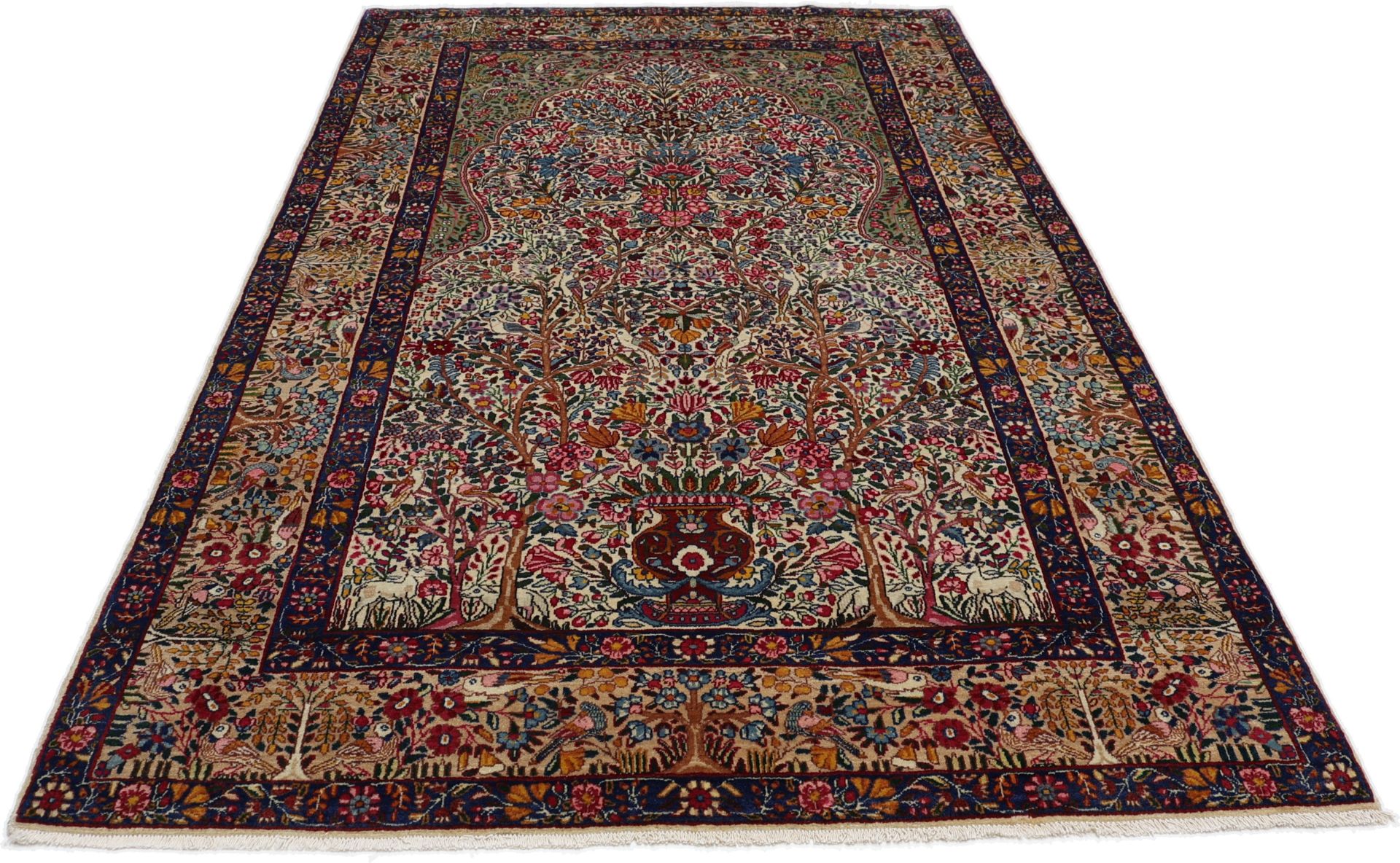 Antiker Kerman Perserteppich, 140 × 224 cm, Wolle