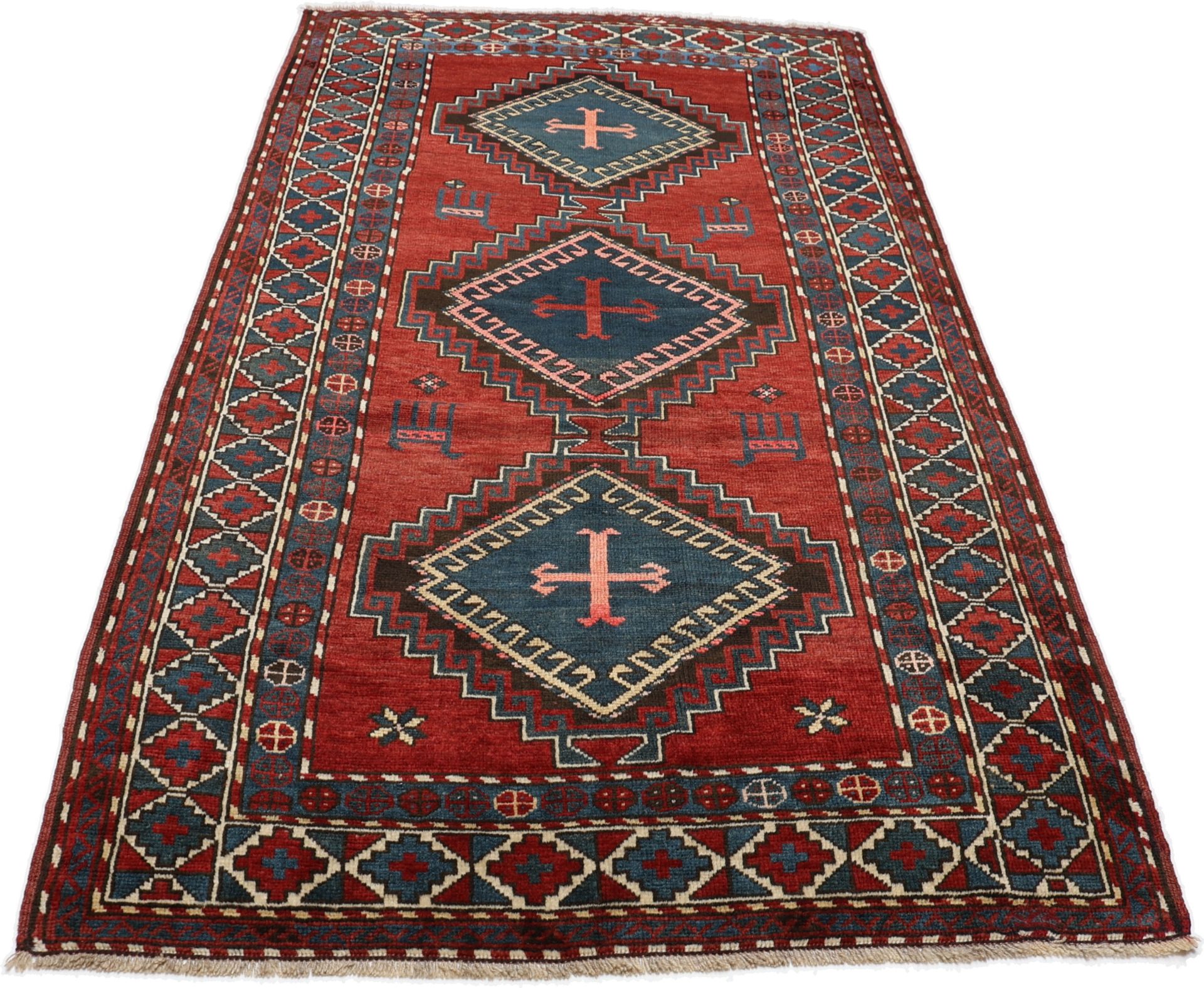 Antiker Kazak Perserteppich aus Iran, 112 × 205 cm