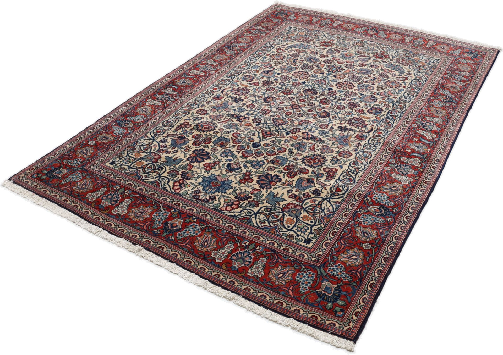 Antiker Kashan Perserteppich, 122 × 211 cm, Wolle
