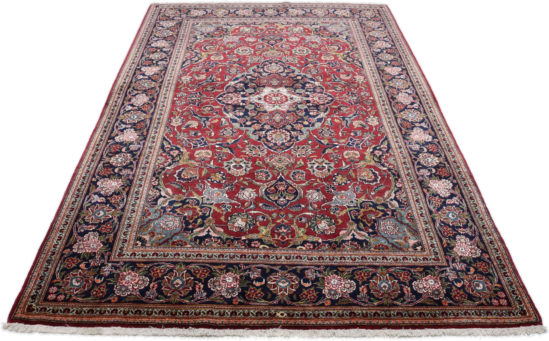 Antiker Kashan Perserteppich, 133 × 213 cm, Wolle & Seide