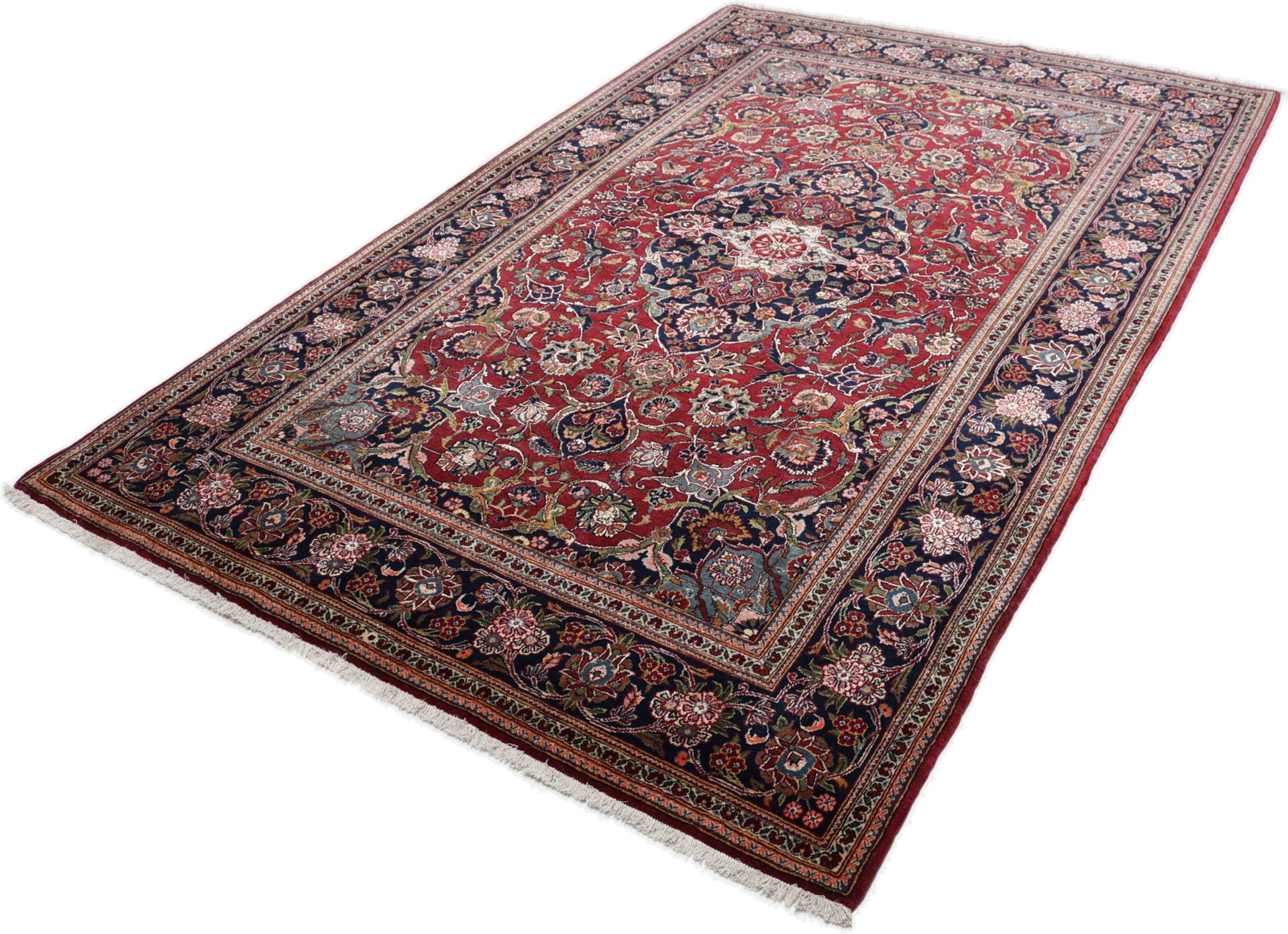 Antiker Kashan Perserteppich, 133 × 213 cm, Wolle & Seide