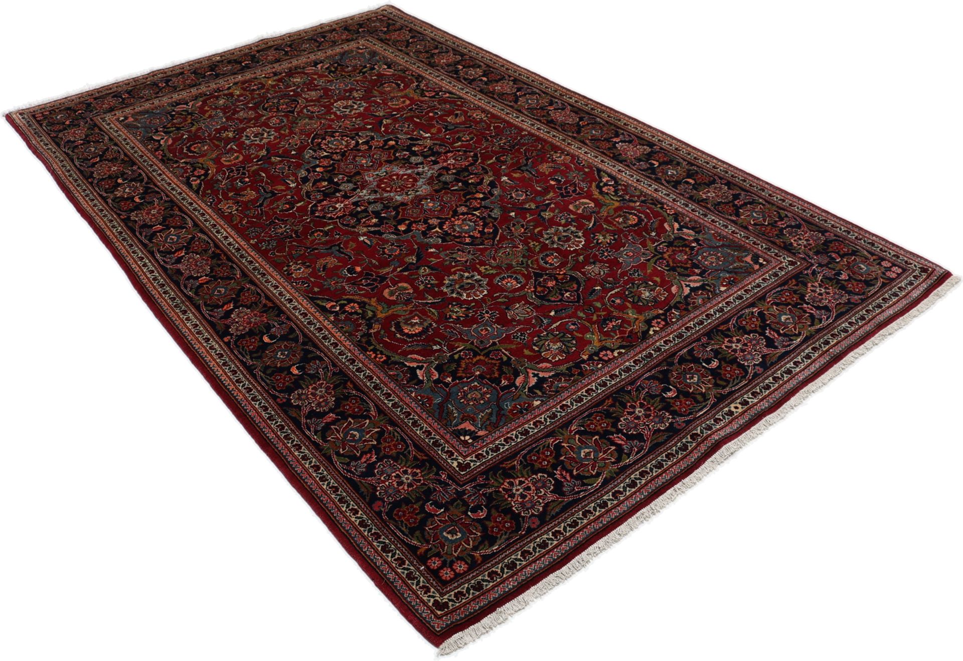 Antiker Kashan Perserteppich, 133 × 213 cm, Wolle & Seide