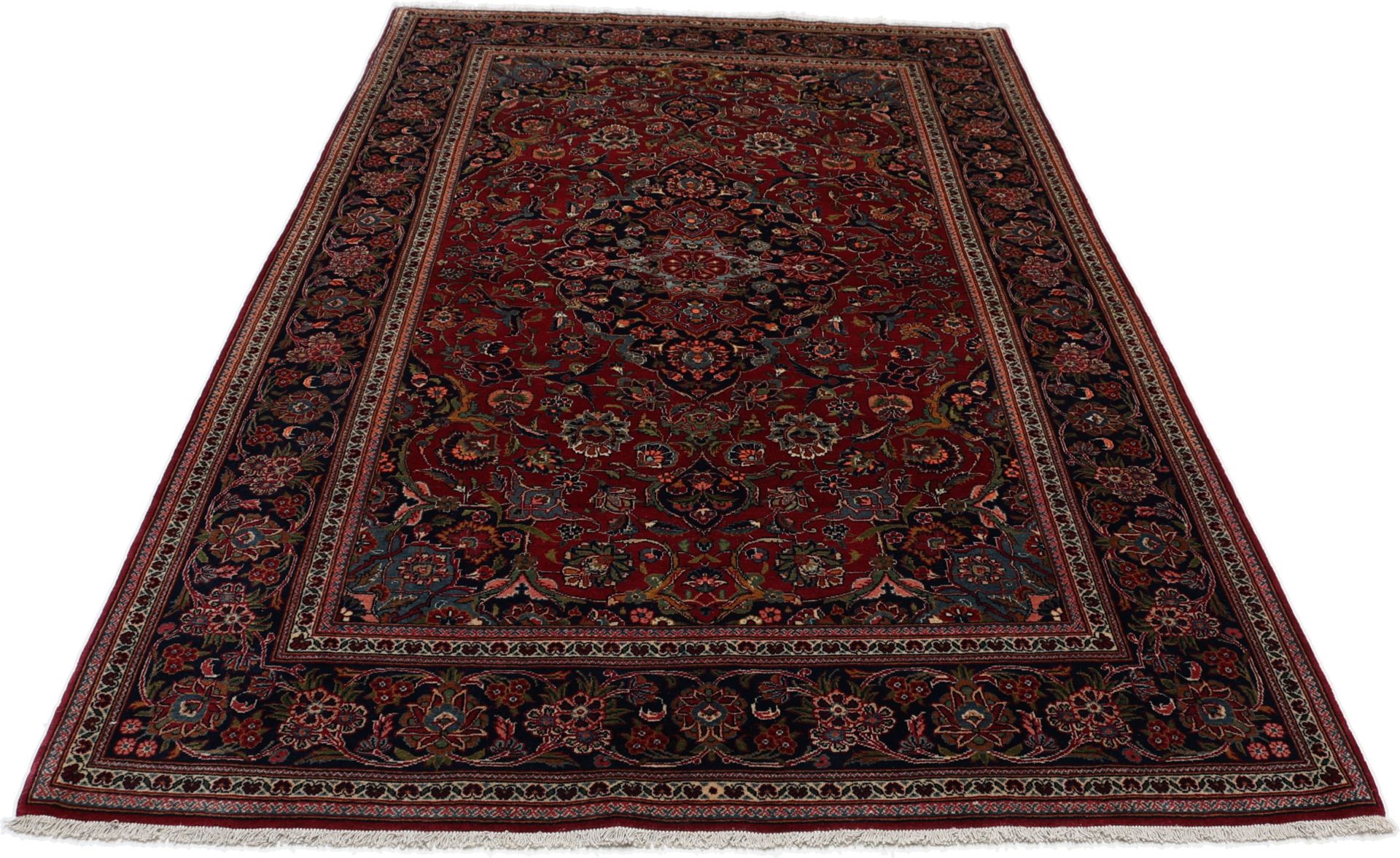 Antiker Kashan Perserteppich, 133 × 213 cm, Wolle & Seide