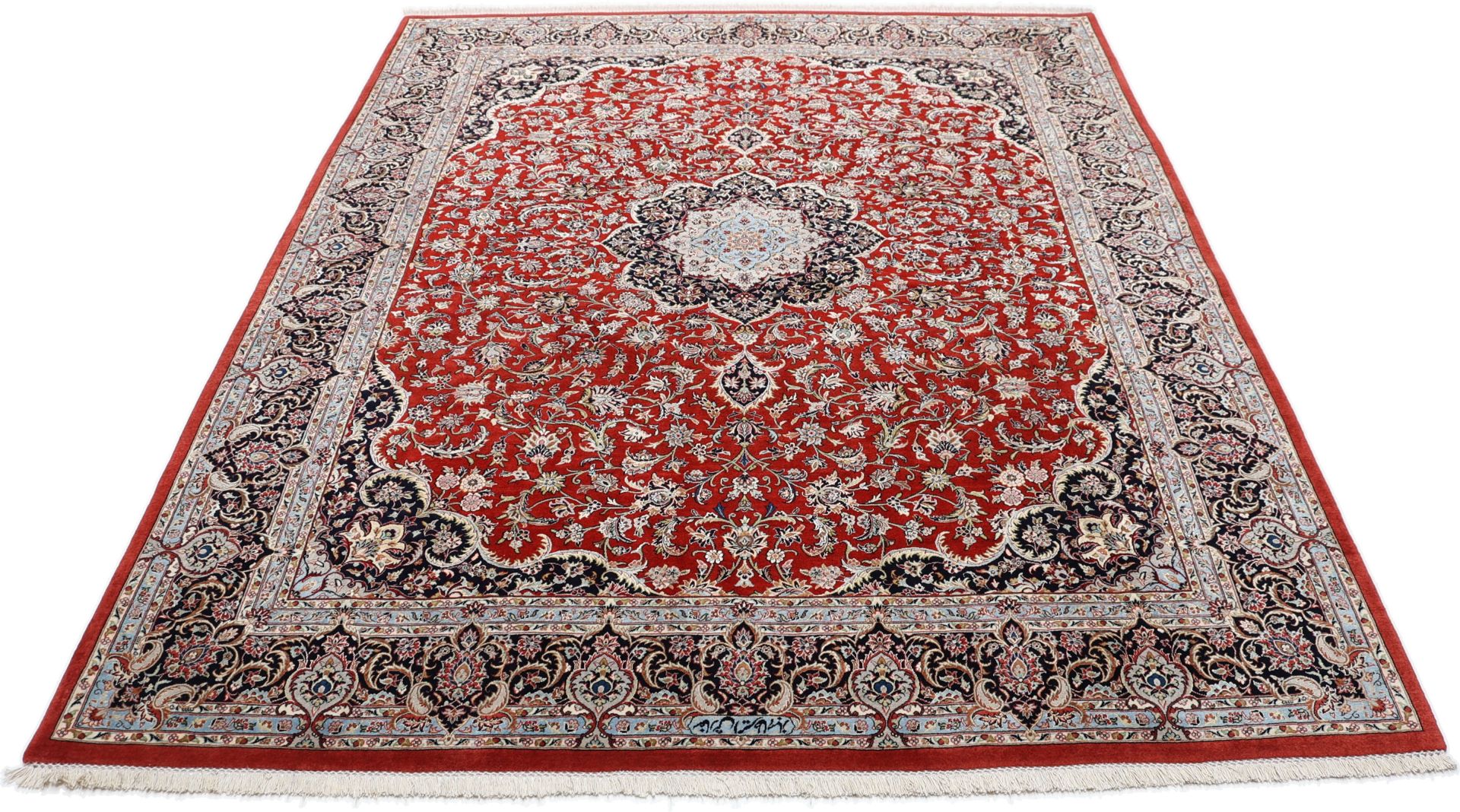 Handgeknüpfter Isfahan Perserteppich, 197 × 240 cm, Wolle & Seide