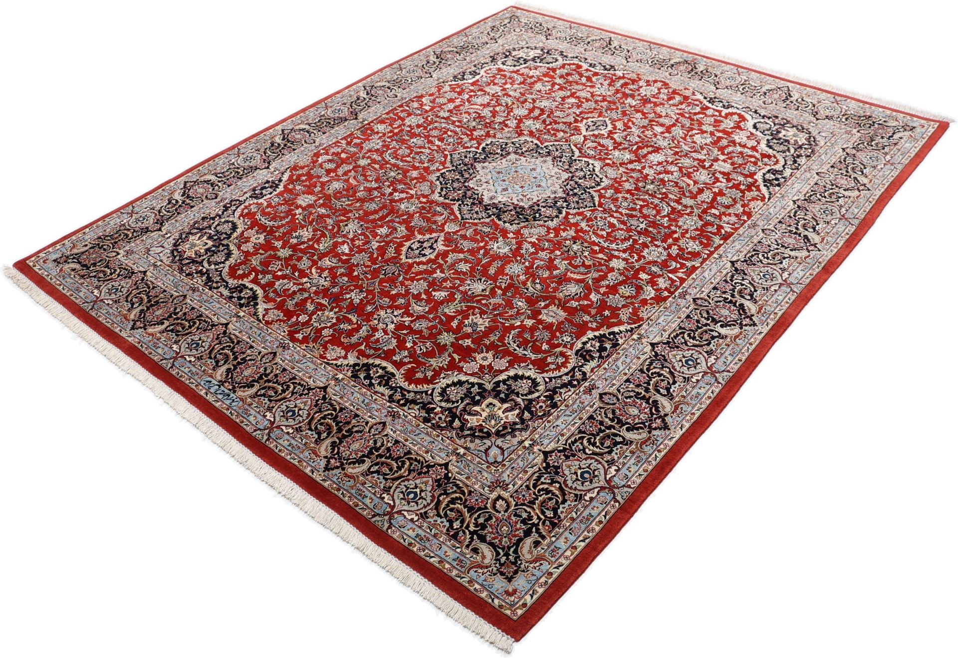Handgeknüpfter Isfahan Perserteppich, 197 × 240 cm, Wolle & Seide