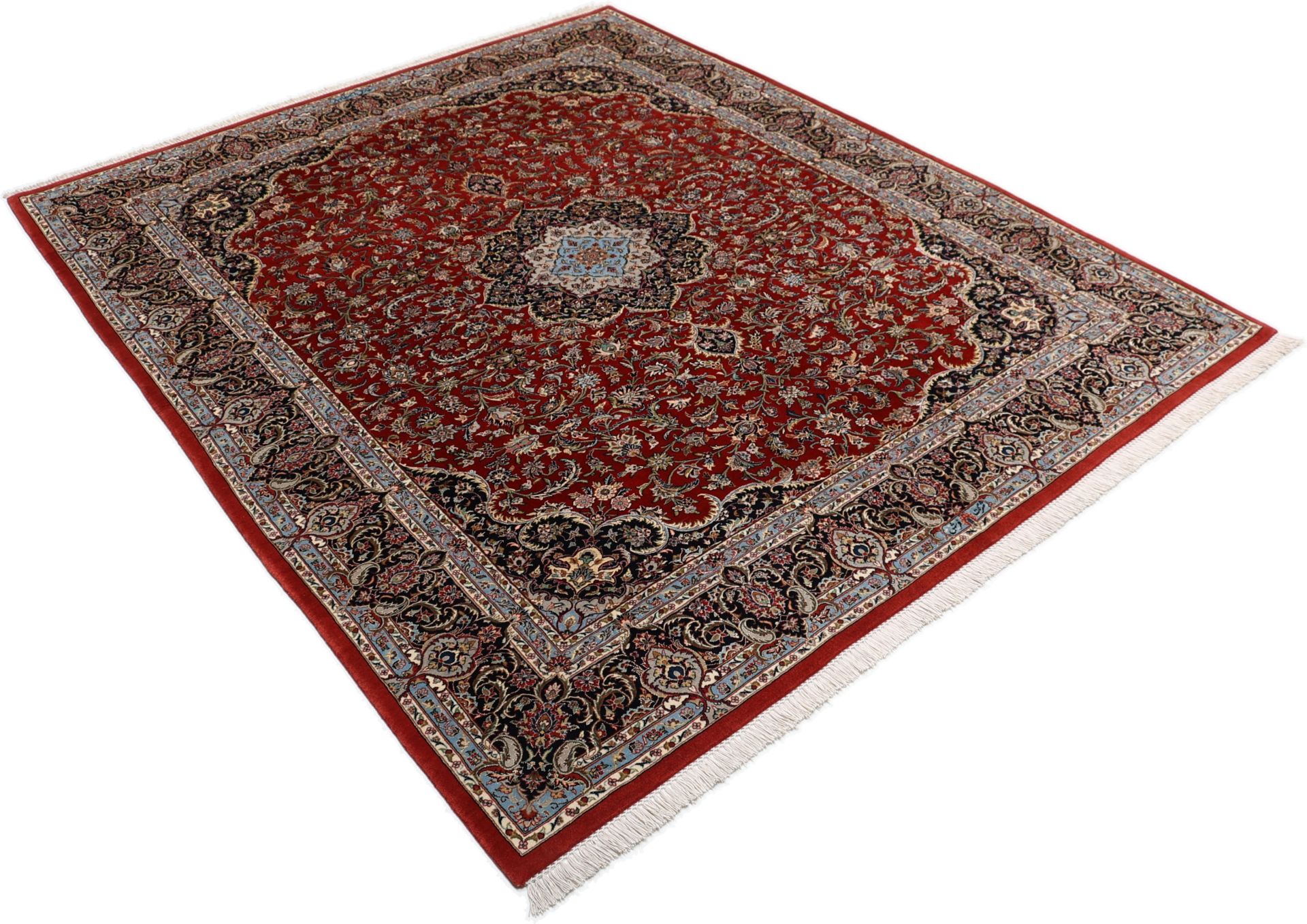 Handgeknüpfter Isfahan Perserteppich, 197 × 240 cm, Wolle & Seide
