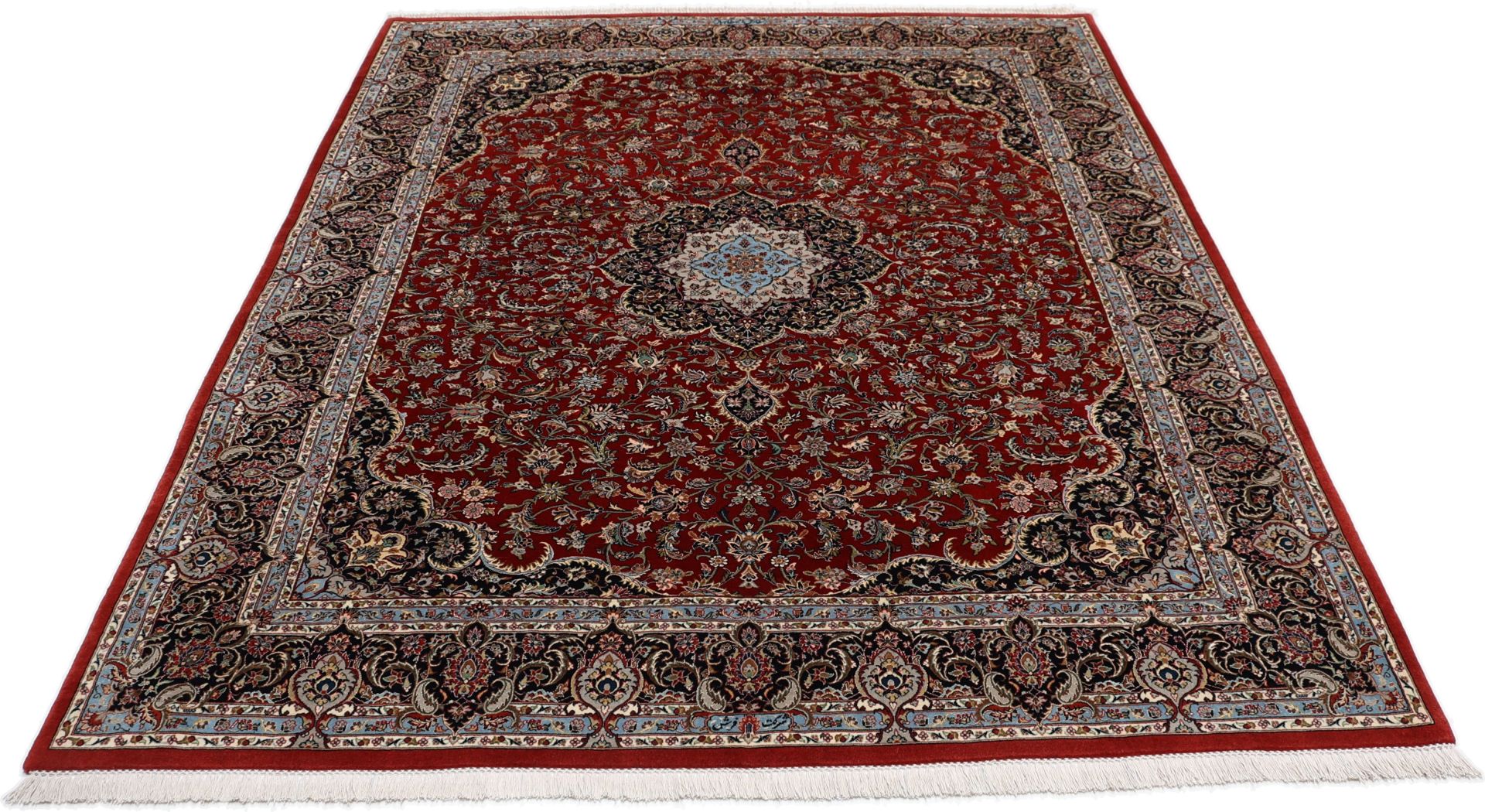 Handgeknüpfter Isfahan Perserteppich, 197 × 240 cm, Wolle & Seide