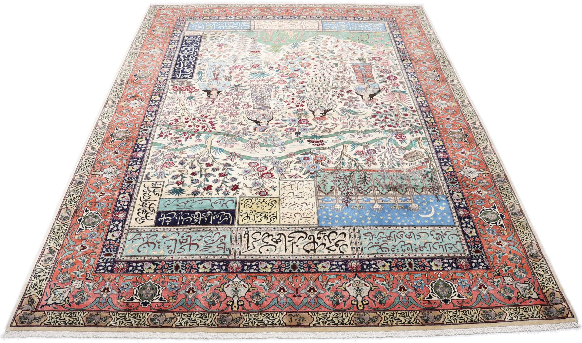 Handgeknüpfter Täbriz Perserteppich, 195 × 265 cm, Wolle & Seide