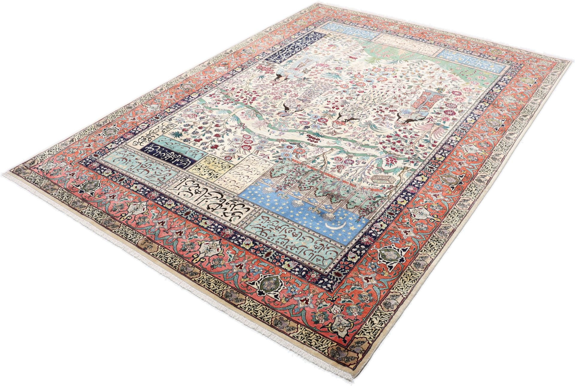 Handgeknüpfter Täbriz Perserteppich, 195 × 265 cm, Wolle & Seide
