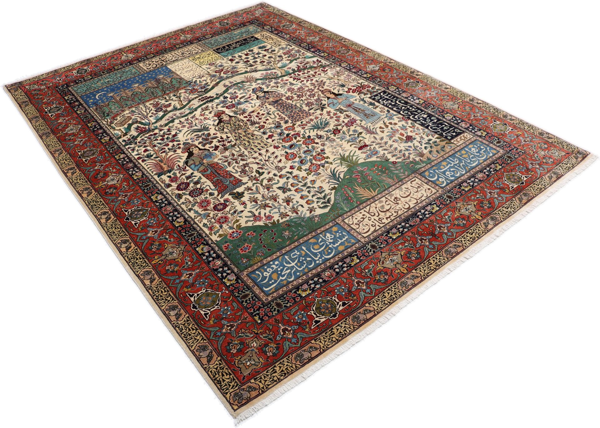 Handgeknüpfter Täbriz Perserteppich, 195 × 265 cm, Wolle & Seide