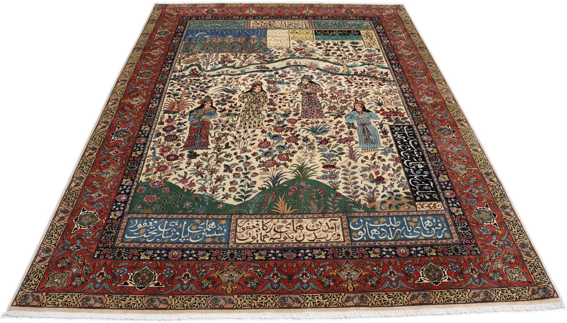 Handgeknüpfter Täbriz Perserteppich, 195 × 265 cm, Wolle & Seide