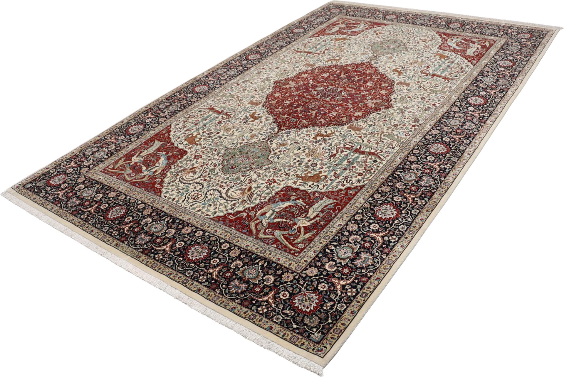 Handgeknüpfter Isfahan Perserteppich, 206 × 330 cm, Wolle & Seide