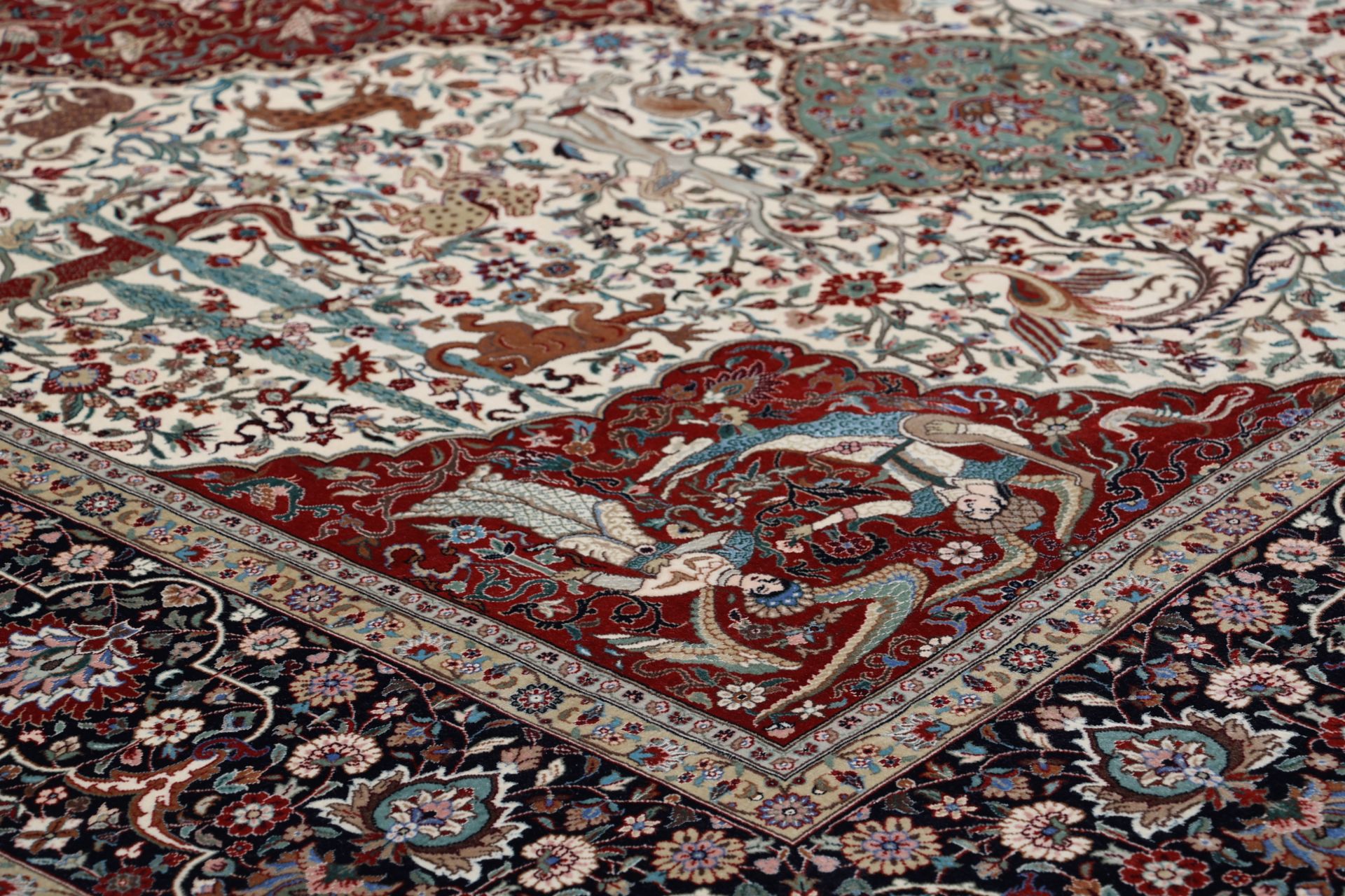 Handgeknüpfter Isfahan Perserteppich, 206 × 330 cm, Wolle & Seide