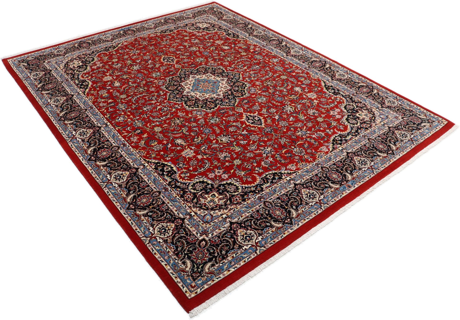 Handgeknüpfter Isfahan Perserteppich, 195 × 253 cm, Wolle & Seide