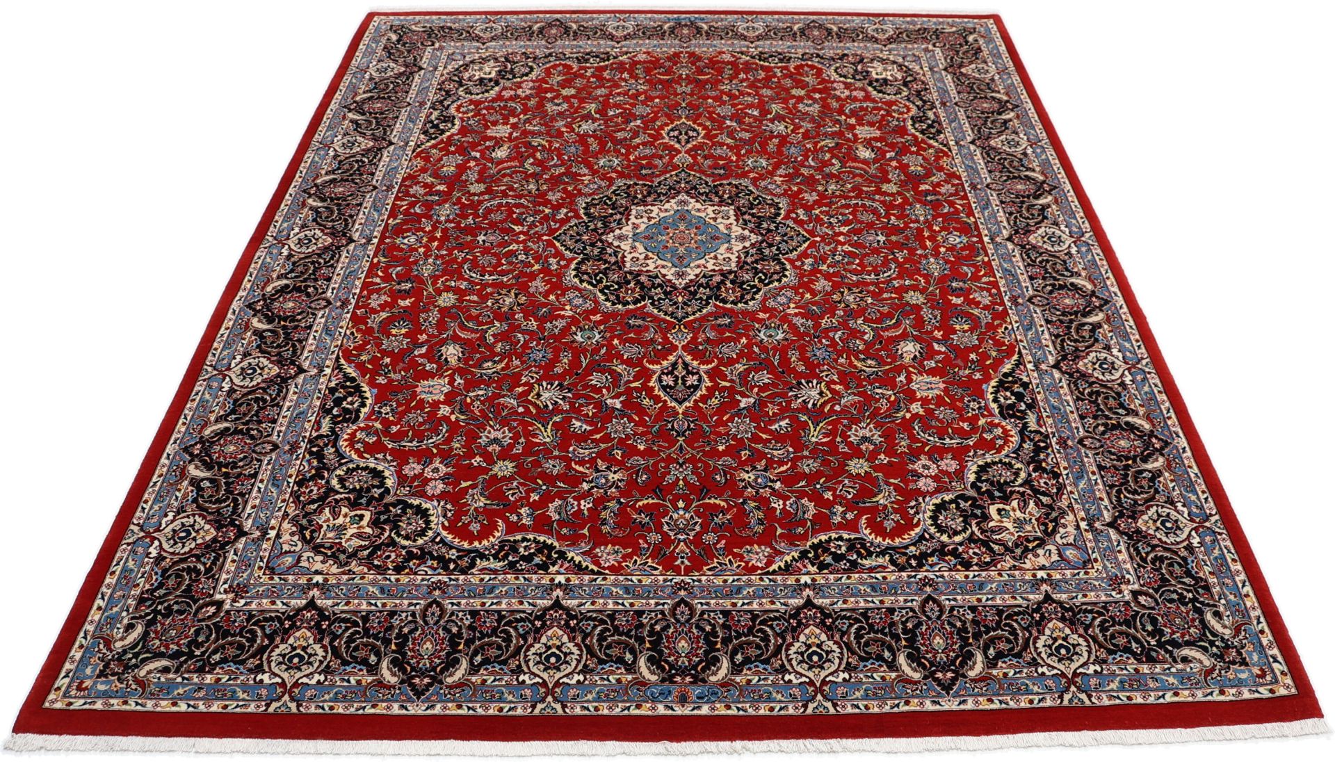 Handgeknüpfter Isfahan Perserteppich, 195 × 253 cm, Wolle & Seide