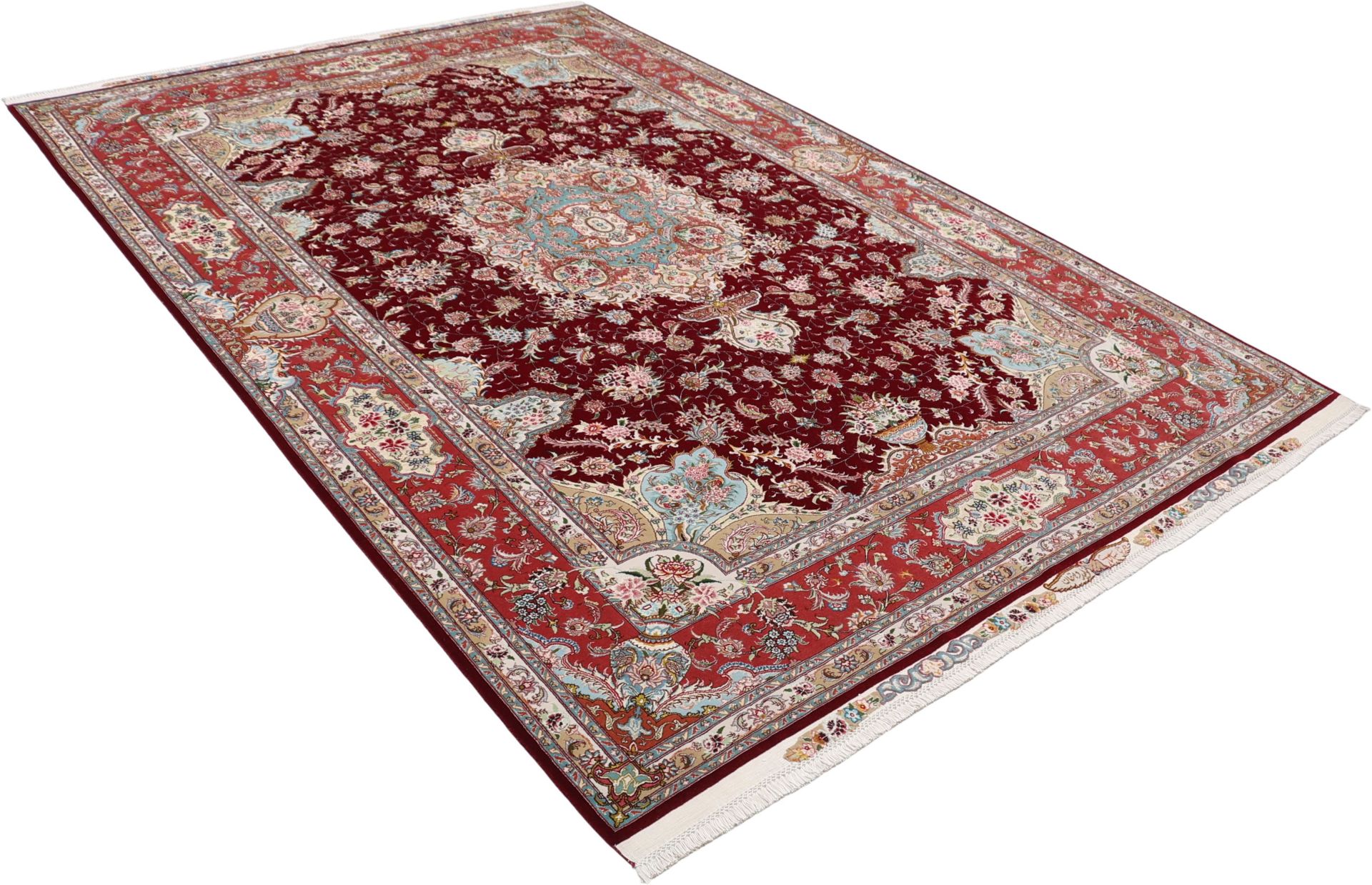 perserteppich-tabriz-205-x-302-cm-schurwolle-seide-handgeknupft-7 Handgeknüpfter Täbriz Perserteppich 205 × 302 cm