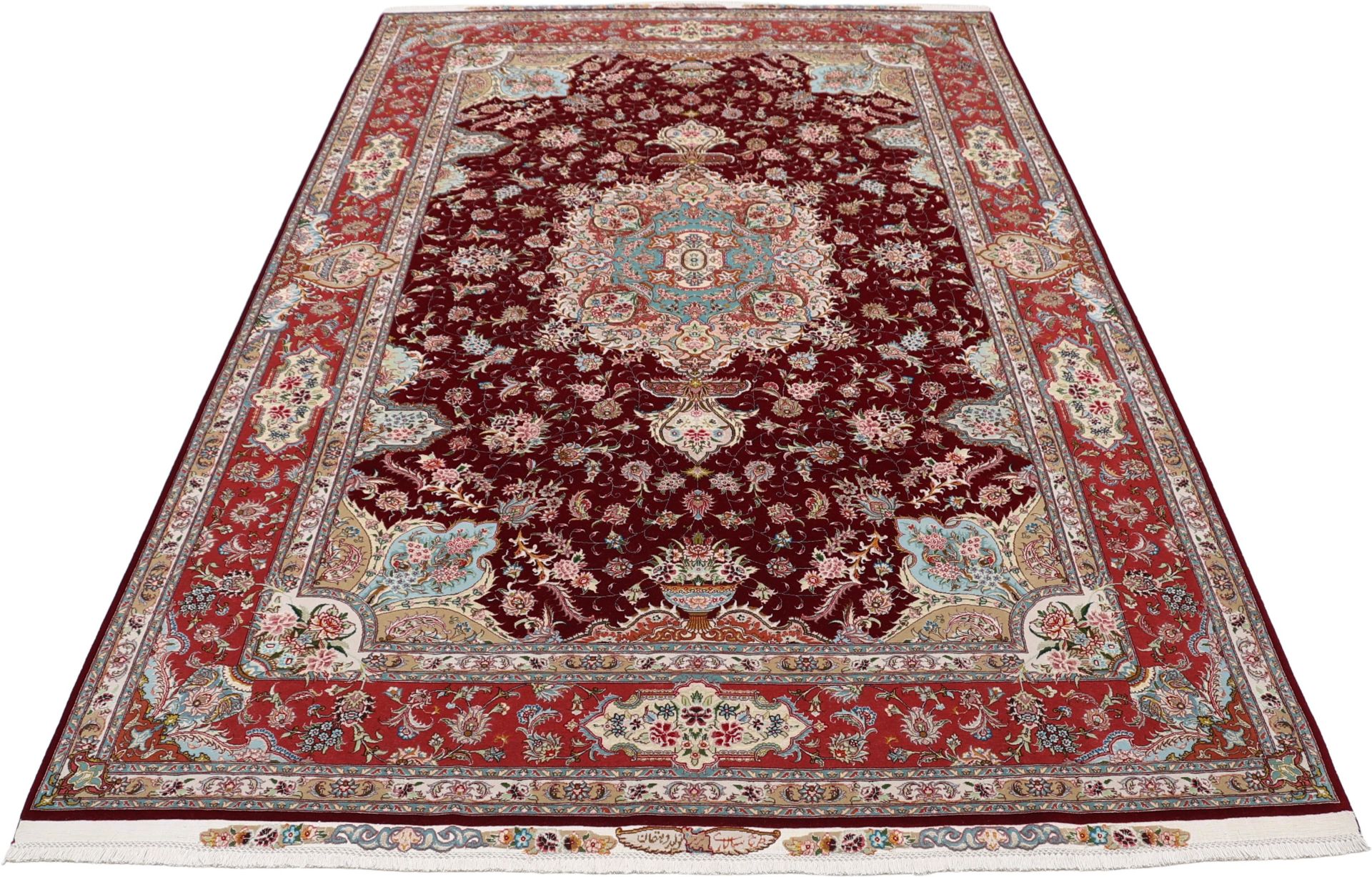 perserteppich-tabriz-205-x-302-cm-schurwolle-seide-handgeknupft-10 Handgeknüpfter Täbriz Perserteppich 205 × 302 cm