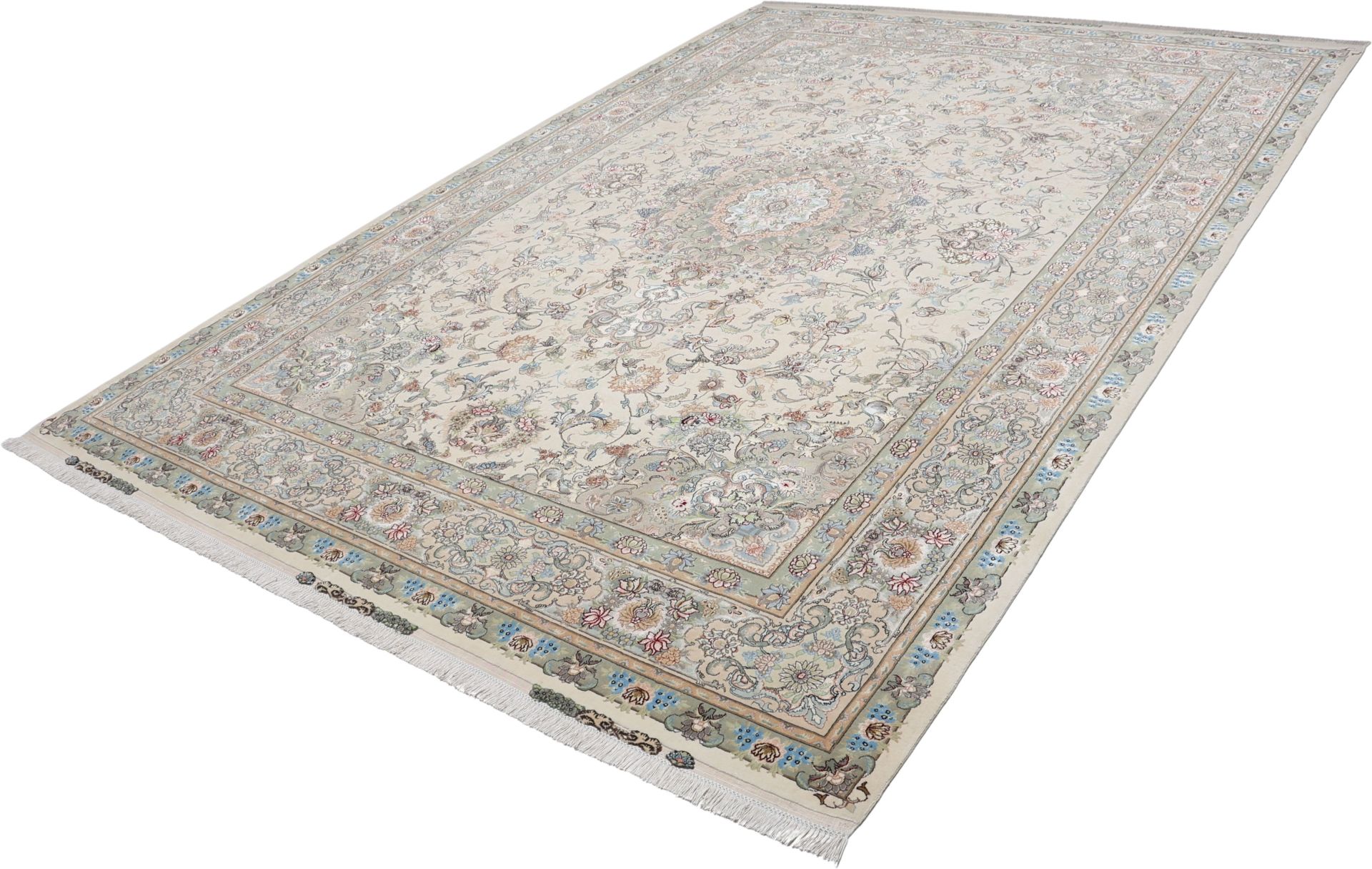 Handgeknüpfter Täbriz Perserteppich, 245 × 352 cm, Wolle & Seide
