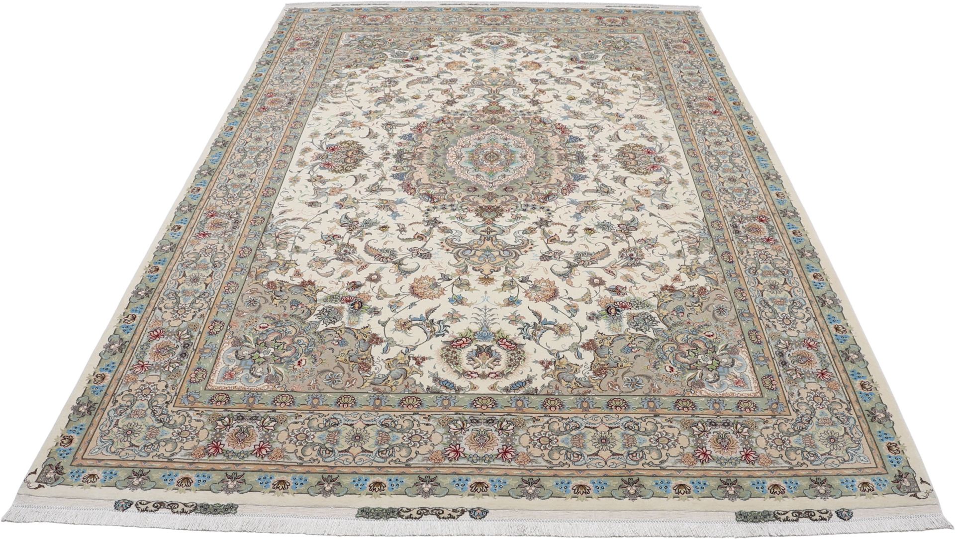 Handgeknüpfter Täbriz Perserteppich, 245 × 352 cm, Wolle & Seide