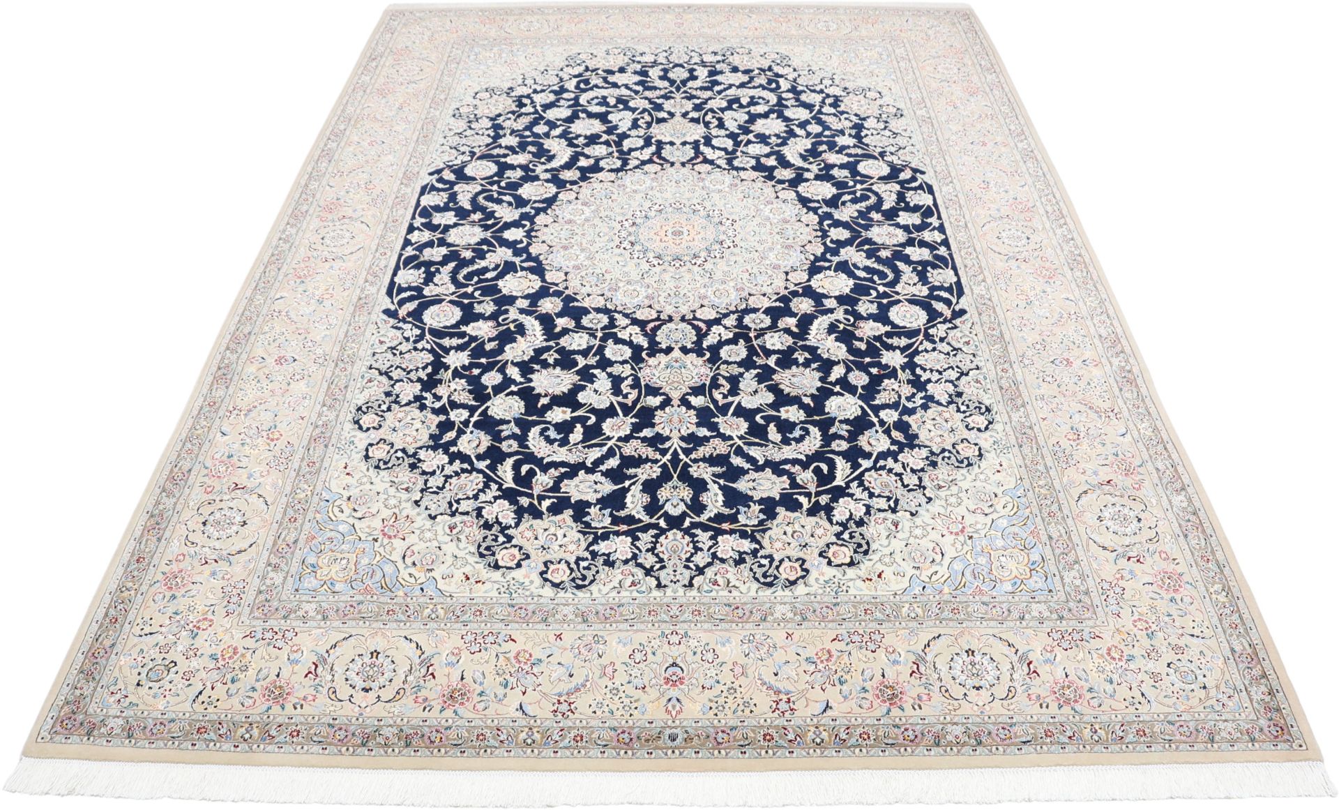 Handgeknüpfter Nain Perserteppich, 205 × 305 cm, Wolle & Seide