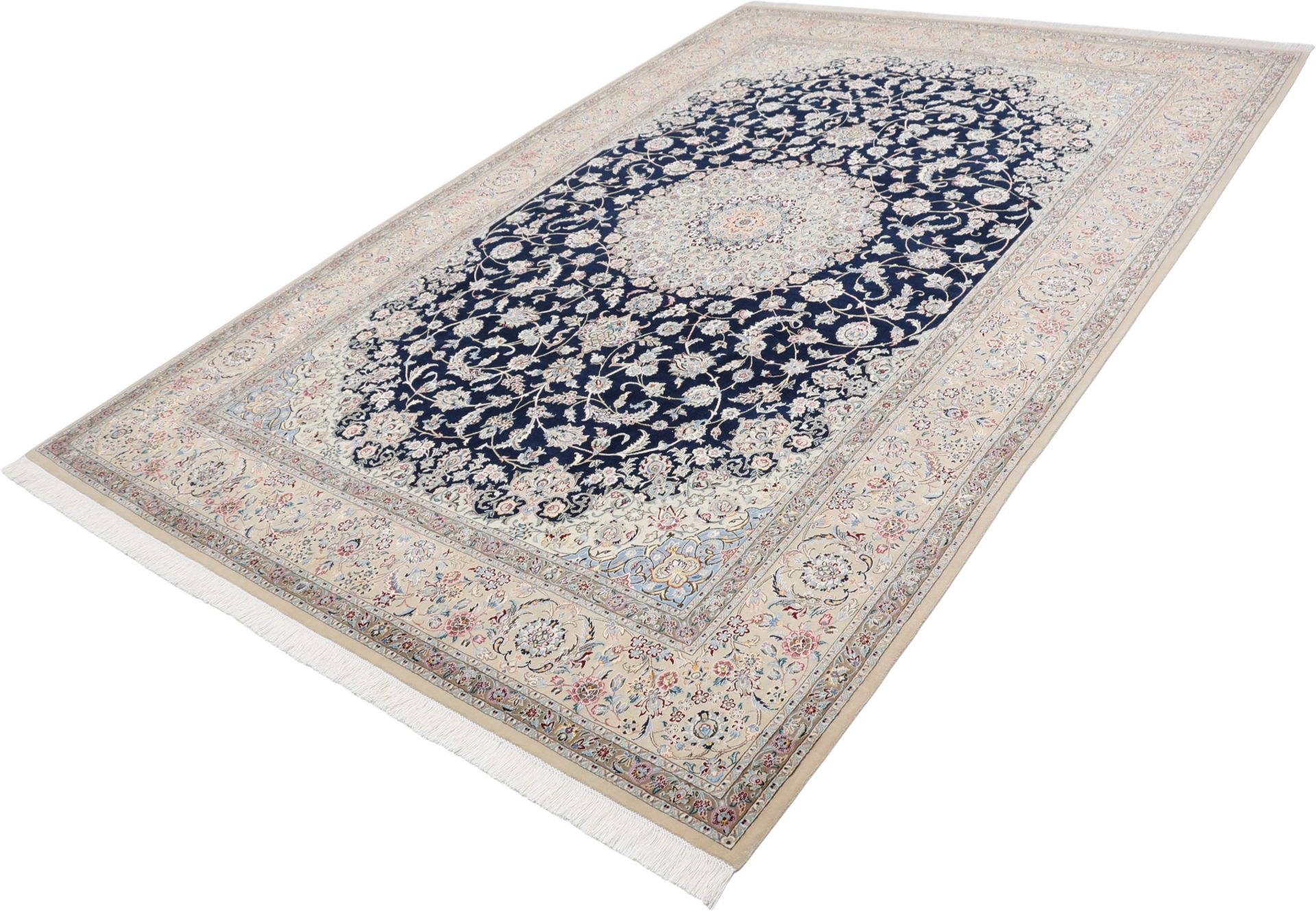 Handgeknüpfter Nain Perserteppich, 205 × 305 cm, Wolle & Seide
