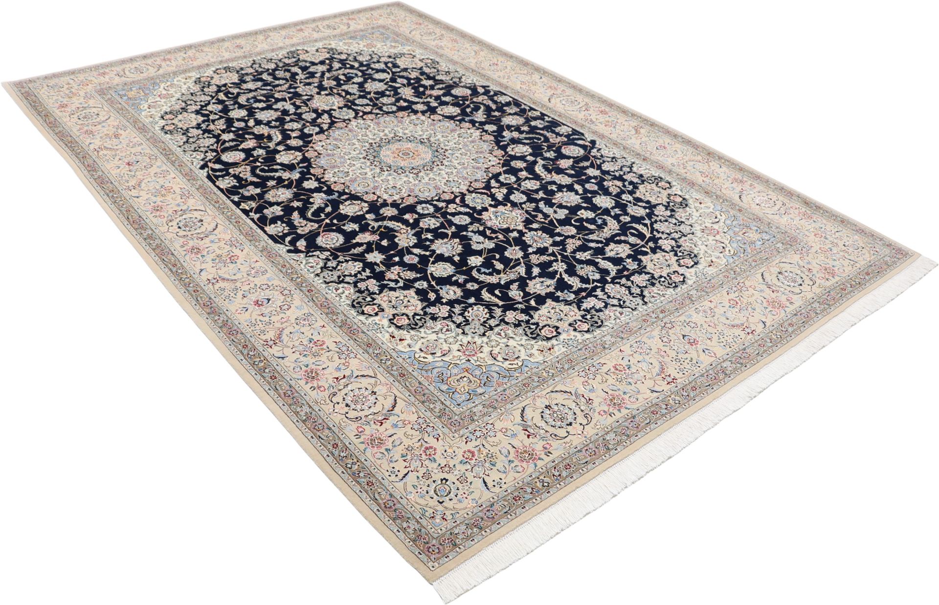 Handgeknüpfter Nain Perserteppich, 205 × 305 cm, Wolle & Seide