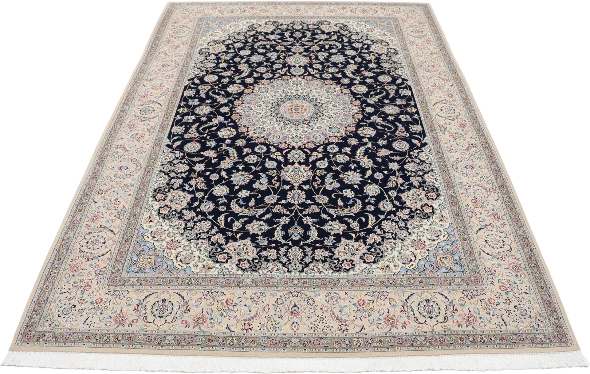 Handgeknüpfter Nain Perserteppich, 205 × 305 cm, Wolle & Seide