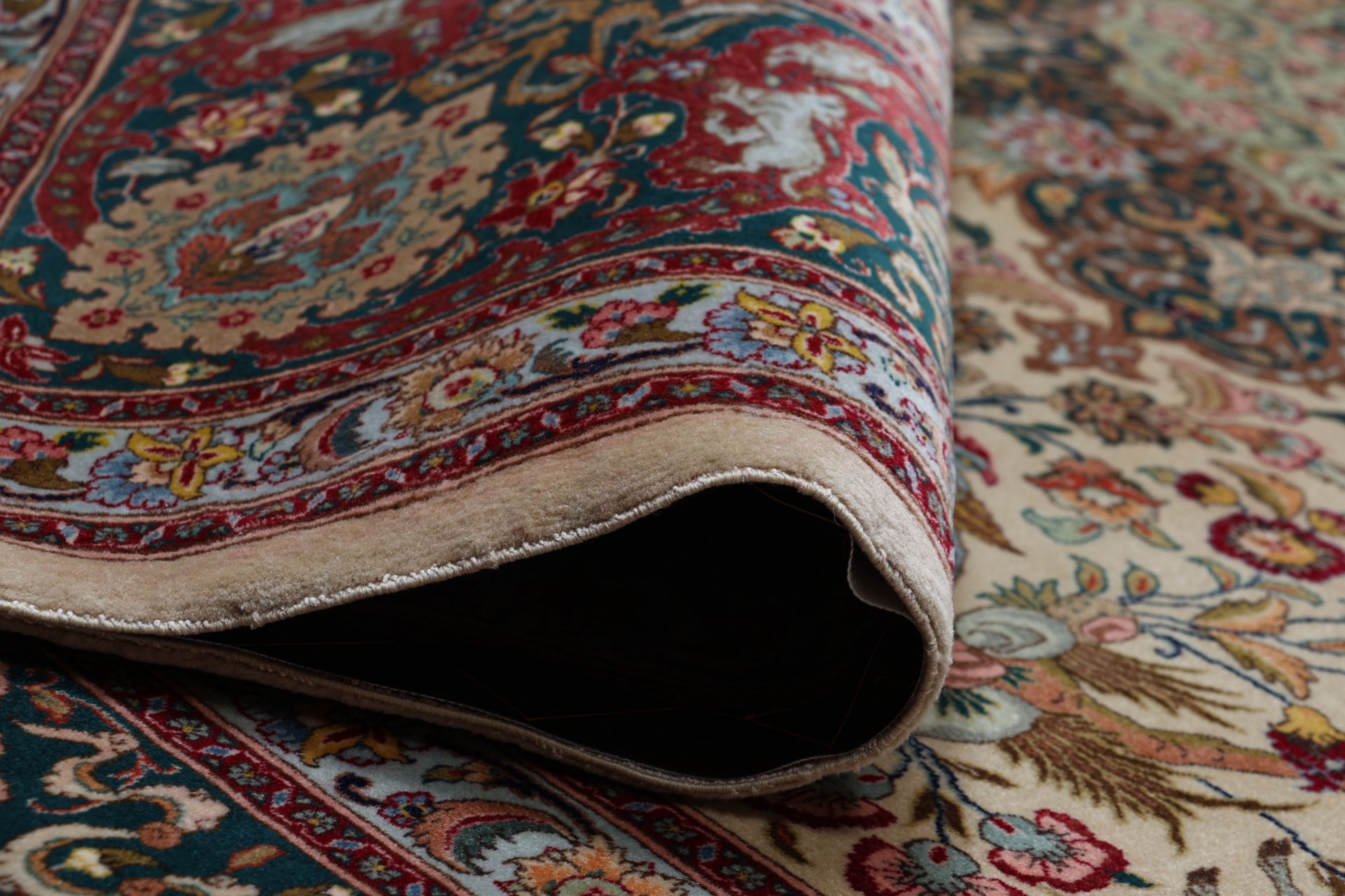 perserteppich-tabriz-258-x-334-cm-schurwolle-seide-handgeknupft-9 Handgeknüpfter Täbriz Perserteppich, 258 × 334 cm, Wolle & Seide