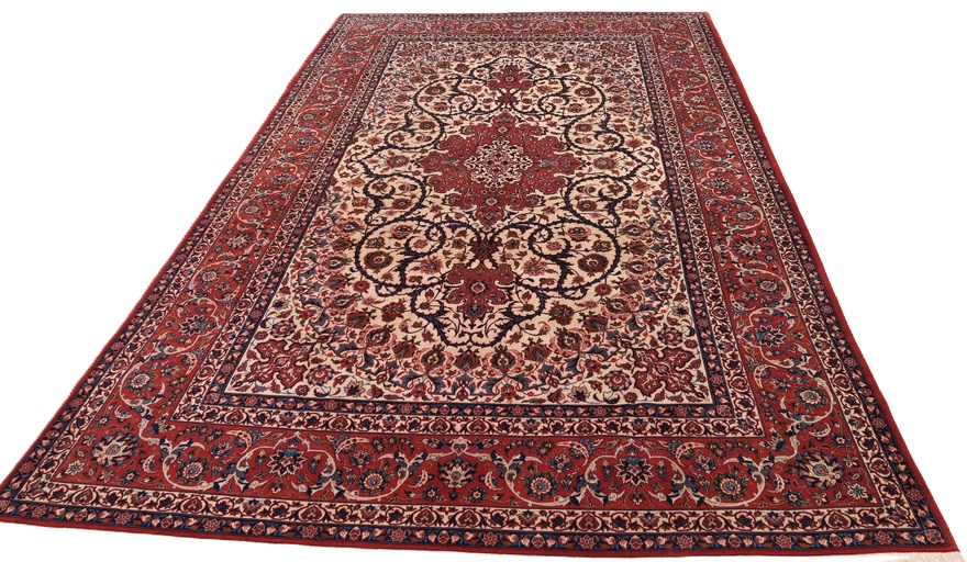 Isfahan Perserteppich antik, 454 × 296 cm, Wolle