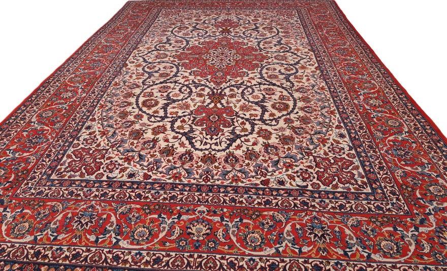 Isfahan Perserteppich antik, 454 × 296 cm, Wolle