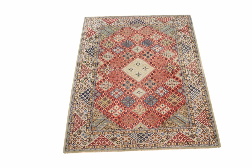perserteppich-nain-158-x-110-cm-seide-handgeknupft-rot-orange-2 Handgeknüpfter Nain Perserteppich 158 × 110 cm