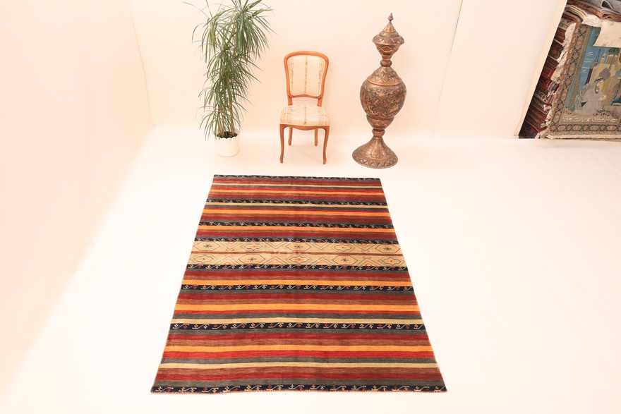 orientteppich-217-x-156-cm-wolle-handgeknupft-rot-orange-1 Handgeknüpfter Loribaft Orientteppich 217 × 156 cm