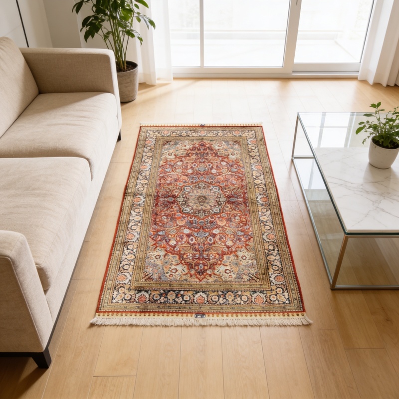 Handgeknüpfter Teppich, 150 × 93 cm, Seide