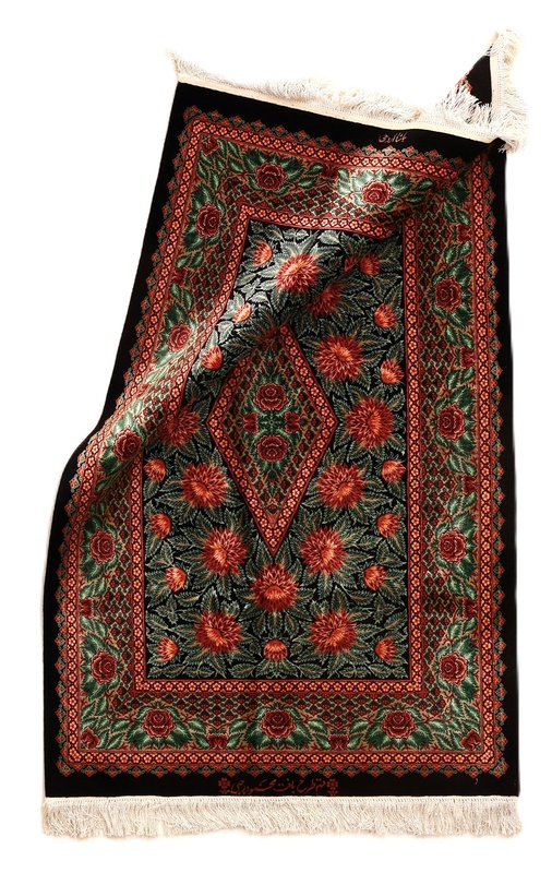 Handgeknüpfter Ghom Perserteppich, 125 × 78 cm, Seide