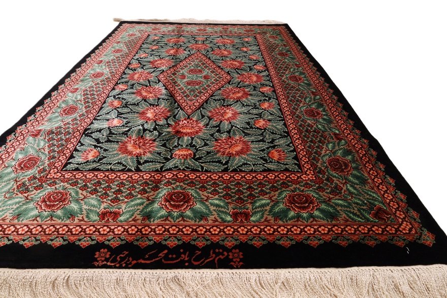 Handgeknüpfter Ghom Perserteppich, 125 × 78 cm, Seide
