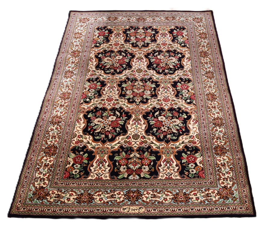 Handgeknüpfter Ghom Perserteppich, 114 × 80 cm, Seide