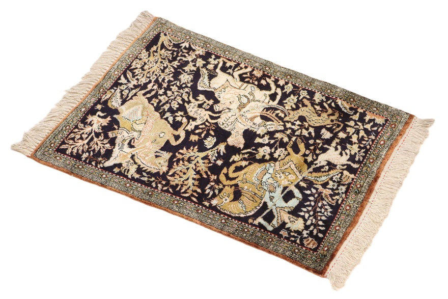 perserteppich-72-x-56-cm-seide-handgeknupft-multifarbe-2 Handgeknüpfter Ghom Perserteppich 72 × 56 cm