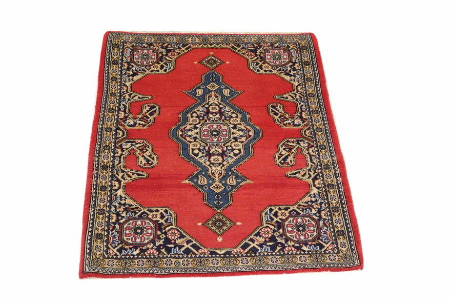 perserteppich-116-x-80-cm-wolle-handgeknupft-rot-orange Ghom Perserteppich aus Iran, 116 × 80 cm