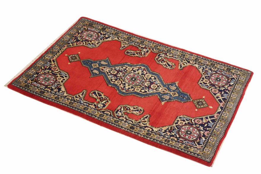 perserteppich-116-x-80-cm-wolle-handgeknupft-rot-orange-1 Ghom Perserteppich aus Iran, 116 × 80 cm