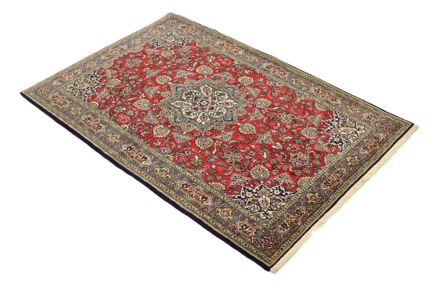 perserteppich-220-x-144-cm-wolle-handgeknupft-rot-orange-1 Handgeknüpfter Ghom Perserteppich, 220 × 144 cm, Wolle