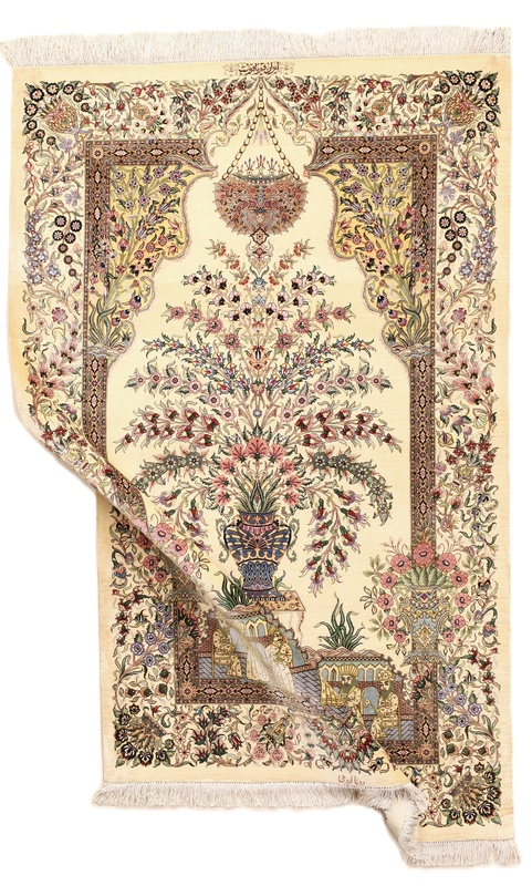 Ghom Perserteppich aus Iran, 157 × 101 cm